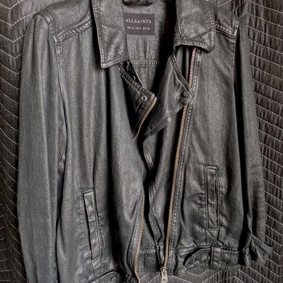 All Saints Black Jean Jacket - Picture 7 of 16
